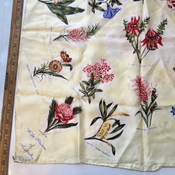 Fresca Womens Vintage Square Neck Scarf Ivory Botanical Japan Acetate Scarves - Picture 10 of 11